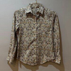 LINEN LAWN Liberty of London Tana Lawn Cotton Paisley Button Down Shirt UK 10 /6